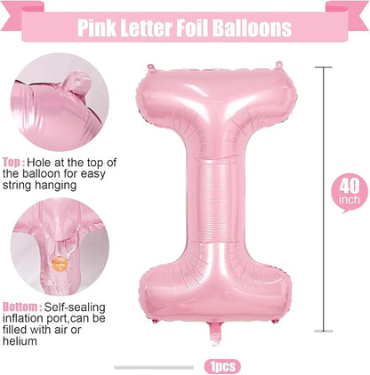 Pink Letter I Balloons, 40 Inch I Letter Balloon Light Pink, A to Z Alphabet - Image 2
