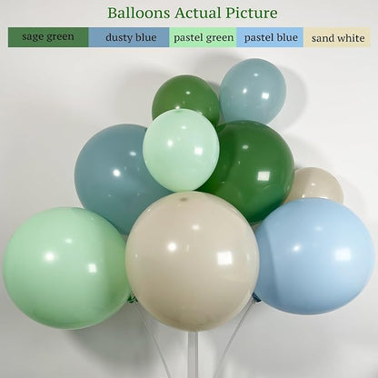 130Pcs Sage Green Dusty Blue Balloon Garland Arch Kit, - Image 3