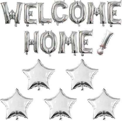 16 Inch Silver Welcome Home Balloon Banner Paired by Unknown