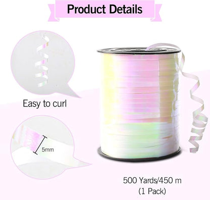 500 Yards Iridescent White Curling Ribbon, Balloon String Gift Wrap Ribbons | - Image 4