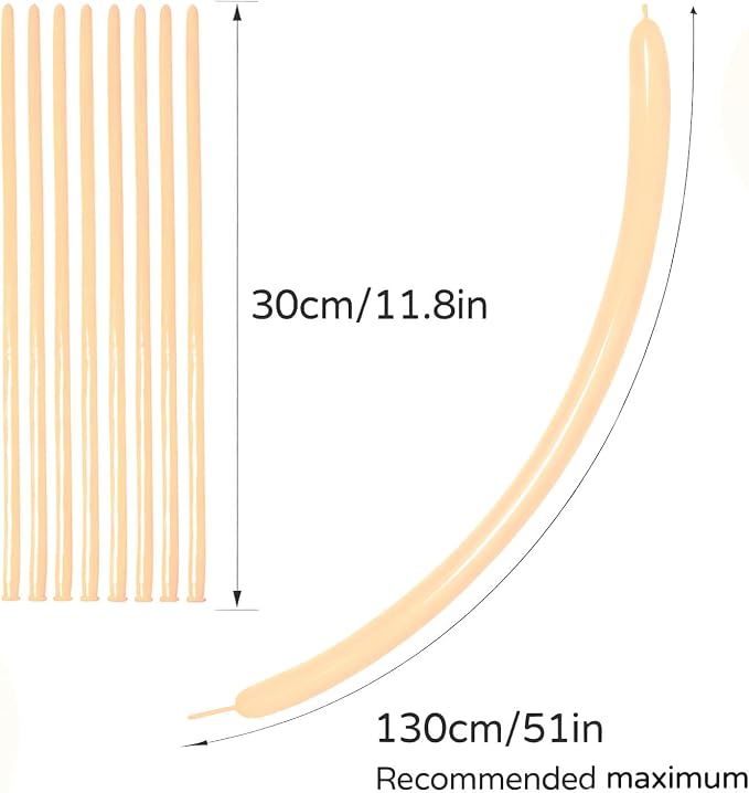 260 Nude Long Balloons for Balloon Garland Thickening Skinny Latex Twisting - Image 3