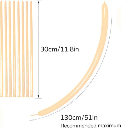 260 Nude Long Balloons for Balloon Garland Thickening Skinny Latex Twisting - Image 3