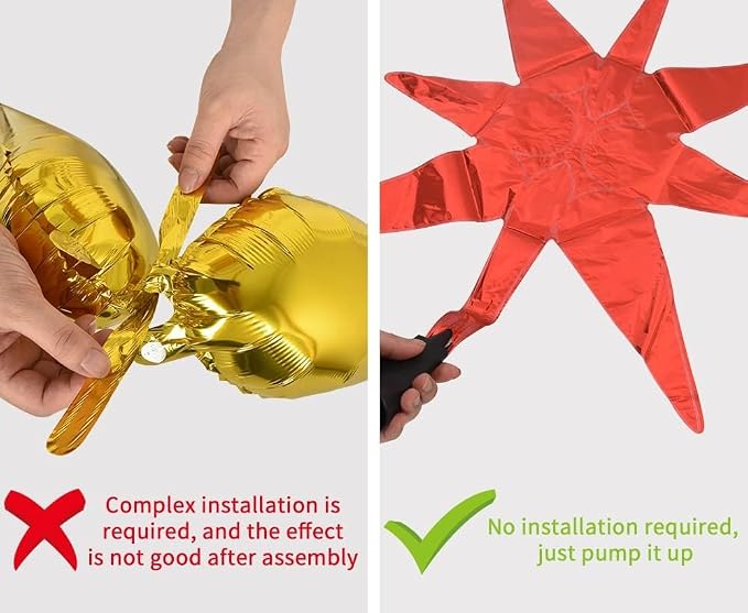 TONIFUL 8 Pcs Explosion Star Foil Balloon Black Silver Red Party Decoration | - Image 3