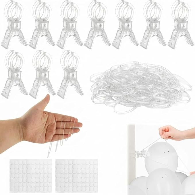 10 Pack Balloon Arch Clips, 3.5" Plastic Transparent Backdrop Clamps | 300 Pcs by Unknown