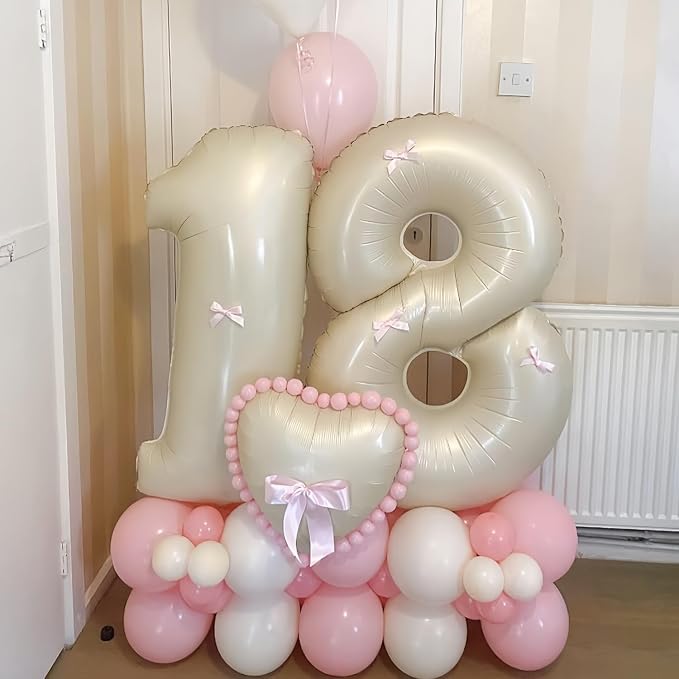 Cream 15 Balloon Number 40 Inch Cream Number 15 Balloon Helium Mylar Balloons - Image 4