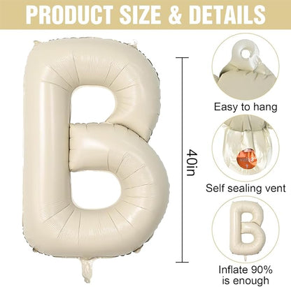 40 Inch Beige BRIDE Balloons, Cream White Sand Foil Letter Banner Sign - Image 2