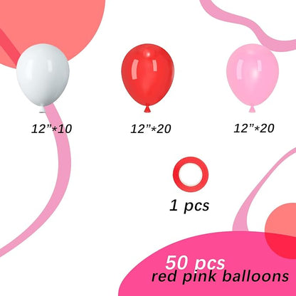 Red and Pink Latex Balloons, Birthday Party Decorations - Image 2