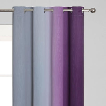 Ombre Grey and Purple Blackout Curtains 72 Inch Length 2 Panels, Full Room - Image 4