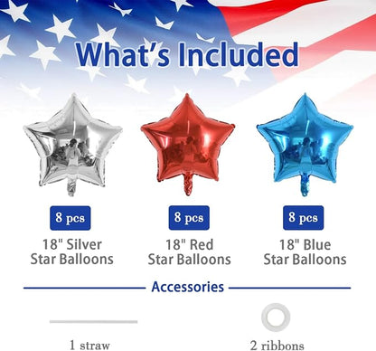 TONIFUL 24 Pcs Star Shaped Balloons 18 Inch Large Blue Silver Foil Balloons | - Image 2