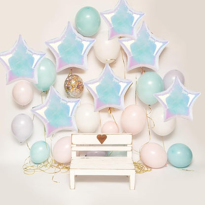 10PCS Iridescent Laser Star Foil Balloons, Transparent Laser Foil Stars Shape - Image 4
