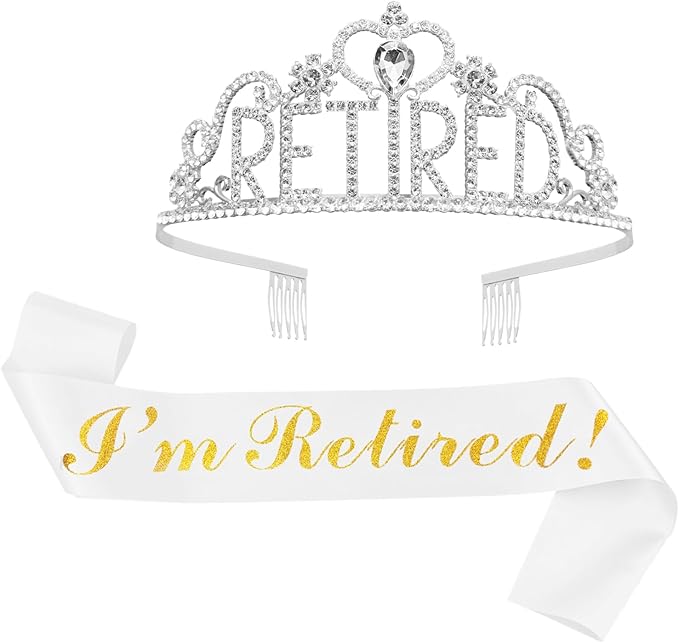 JETKONG Retirement Party Decorations Retired Tiara/Crown, Retired Sash by JETKONG