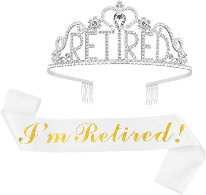 JETKONG Retirement Party Decorations Retired Tiara/Crown, Retired Sash by JETKONG