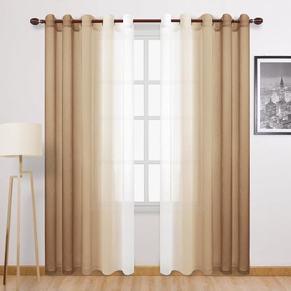 DWCN Ombre Faux Linen Sheer Curtains by DWCN