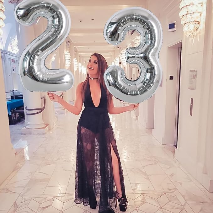 TONIFUL 40 Inch Silver Number 6 Balloon Large Foil 6th Birthday Decorations | - Image 3