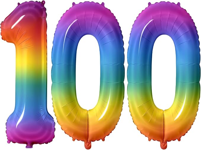 Number 100 Balloons for 100th Birthday Party Decorations, 0-100 Large No.100 by Joycard