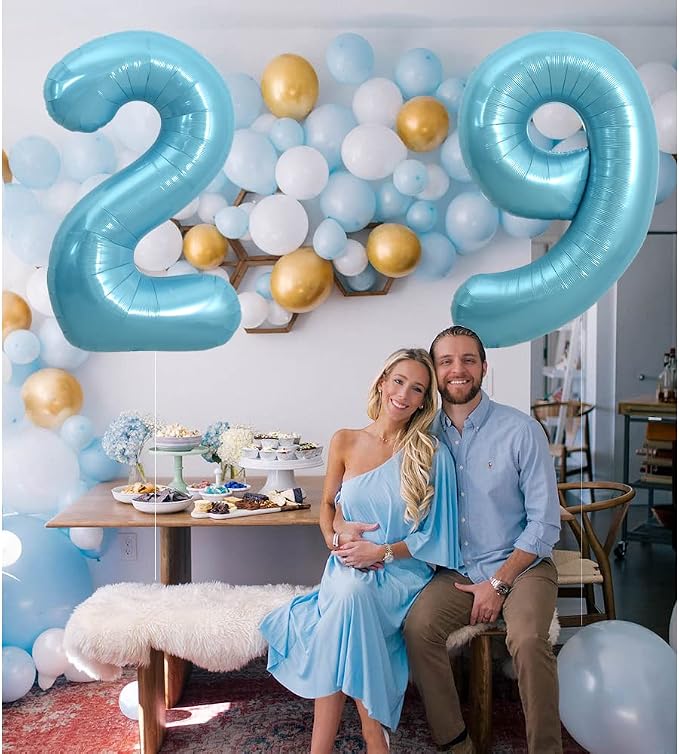 TONIFUL 40 Inch Light Blue Large Numbers 0-9, Number 2 Digital Helium Balloon - Image 3