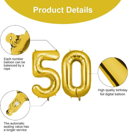 OFFCUP 40 Inch Gold Number 50 Balloon - Image 3
