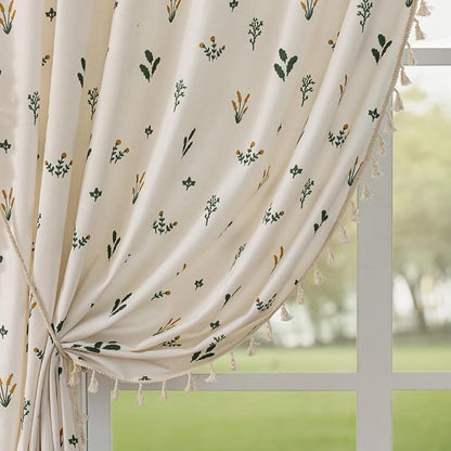 F-CHU Boho Floral Curtains 63 Long Patterned Curtain by F-CHU