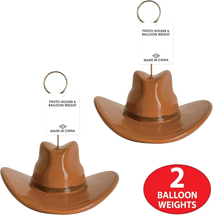 Beistle Cowboy Hat Photo Balloon Holders, Rustic Brown Western Party Decoration - Image 6