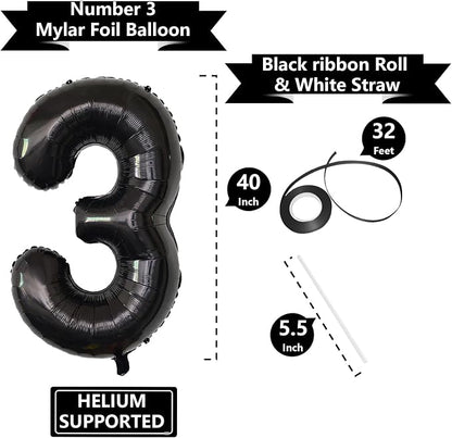 Number Balloons Black Party Balloon - Image 3