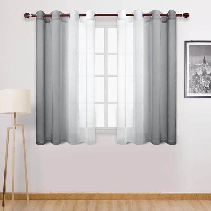 DWCN Grey Ombre Short Sheer Curtains by DWCN