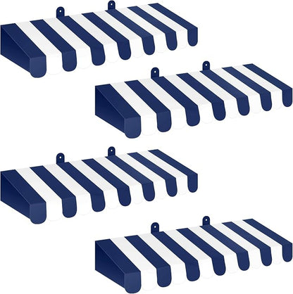 Boao 4 Pack Circus Awning Decoration 3D Navy Blue and White Stripe Cardboard by Boao