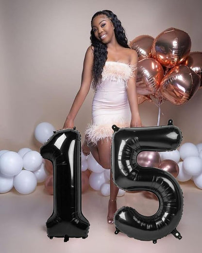 Number Balloons Black 15 Balloon 40 inch - Image 4