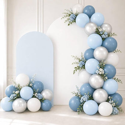 Dusty Blue and White Silver Balloons - Image 2