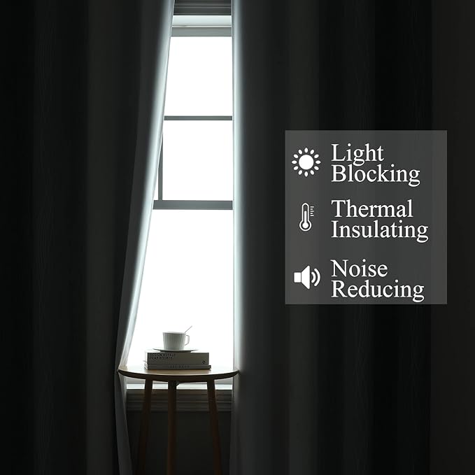 Grey and Greyish White Gradient Blackout Curtains 102 Inches Long - Image 3