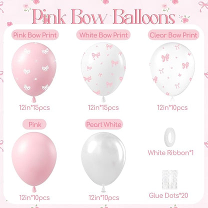 60pcs Pink Bow Balloons 12inch - Image 2