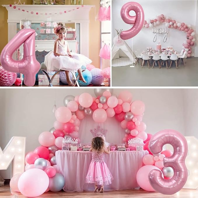 TONIFUL 40 Inch Pink Number 9 Balloons Large Foil 9th Birthday Decorations | - Image 6