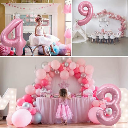 TONIFUL 40 Inch Pink Number 9 Balloons Large Foil 9th Birthday Decorations | - Image 6
