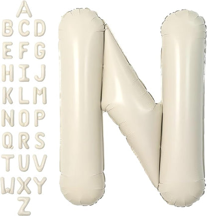 SUWEN 40 Inch Cream Large N Letter Balloons Big Foil Helium A-Z | Jumbo Mylar by SUWEN