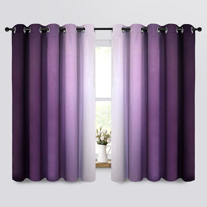Yakamok Ombre Curtains Purple and Greyish White by Yakamok