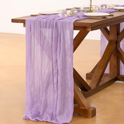 Cheesecloth Table Runner Summer Boho Wedding Birthday Party Home Decor | Lilac - Image 4