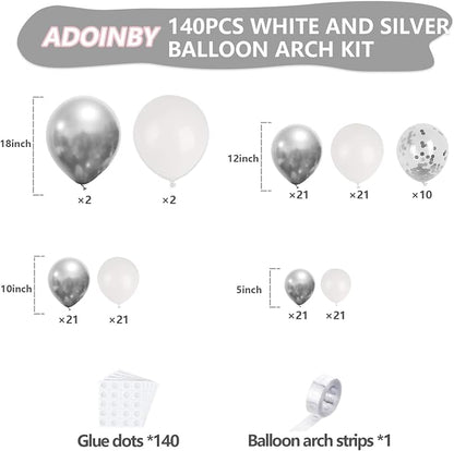 White and Silver Balloon Arch Kit, Engagements, Baby Shower, Anniversary Party - Image 2