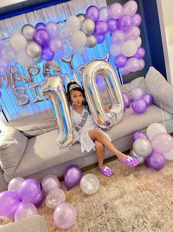 Number Balloons 10 Balloon 40 inch Silver - Image 3