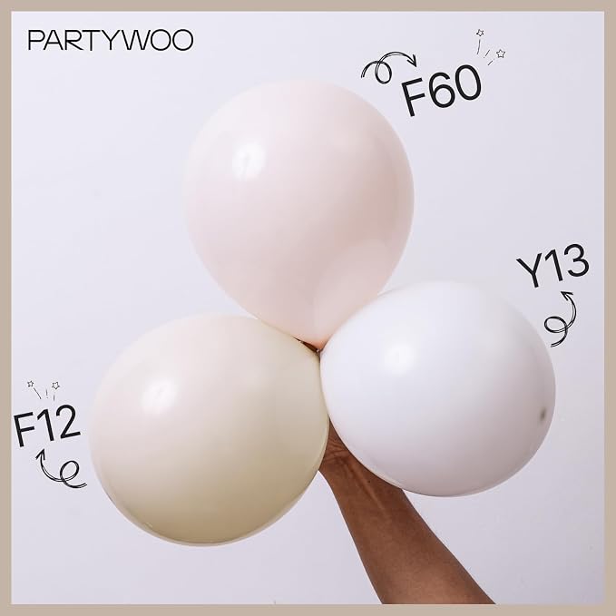 PartyWoo White Balloons 50pcs Sand White Beige Cream Ivory Boho Neutral | 12 - Image 5