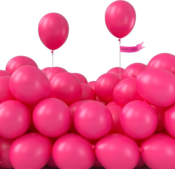 PartyWoo Hot Pink Balloons 100pcs Magenta Fuchsia Color 5 Inch | Balloons by PartyWoo