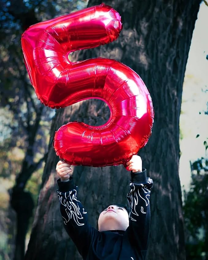 60 Balloon - Red Birthday Number Balloons, 40 Inch Decorations Men Women | Red - Image 9