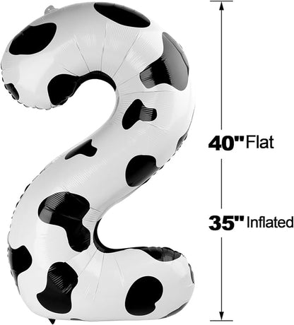 Cow Print Number 2 Balloon 40 inch, Cow Birthday Party Balloons Decorations | - Image 2