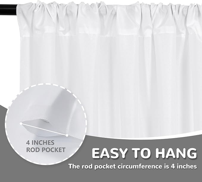 White Backdrop Curtain for Parties Wedding Decor- White Wedding Photography Rod - Image 5