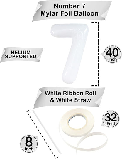 KatchOn White Number 7 Balloon 40 Inch | 7th Birthday Balloon - Image 4