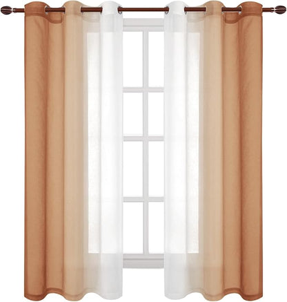 DWCN Autumn Faux Linen Ombre Sheer Curtains - Image 7