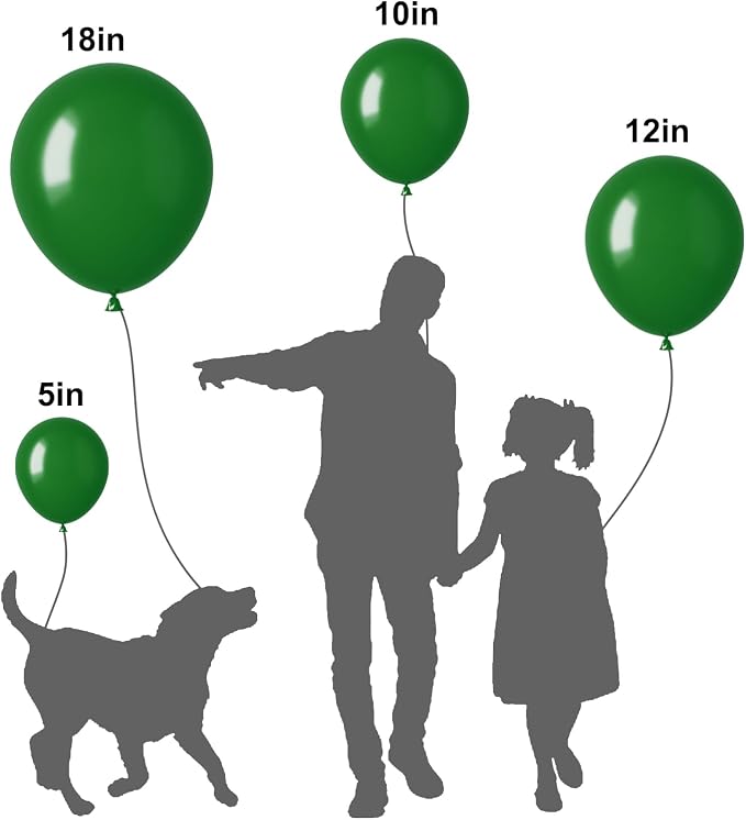 APLANET 150pcs Dark Green Balloons Different Sizes 18 12 10 5 Inches Emerald - Image 3
