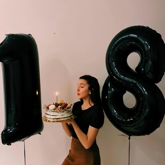 Black 16th Birthday Balloons for Boys Girls, 40 Inch Big Black Mylar Foil - Image 8