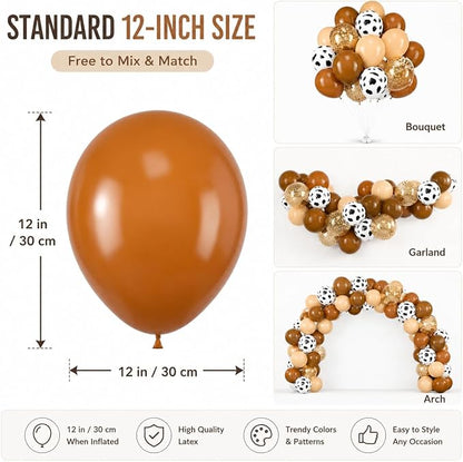 Blush Brown Cow Print Balloons Cowboy Birthday Decorations Western Farm Party - Image 6