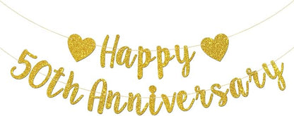 Happy 50th Anniversary Banner, 50th Wedding Anniversary, 50th Birthday by Talorine