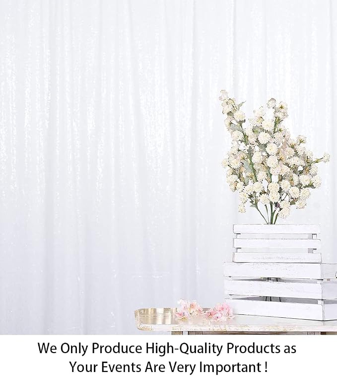ShinyBeauty White Sequin Backdrop Curtain 2 Panels Seuqin Bakdrop 4X8FT Photo - Image 2