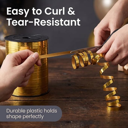 Metallic Gold Curly Ribbon, 500 Yard Curling Ribbon - Image 5